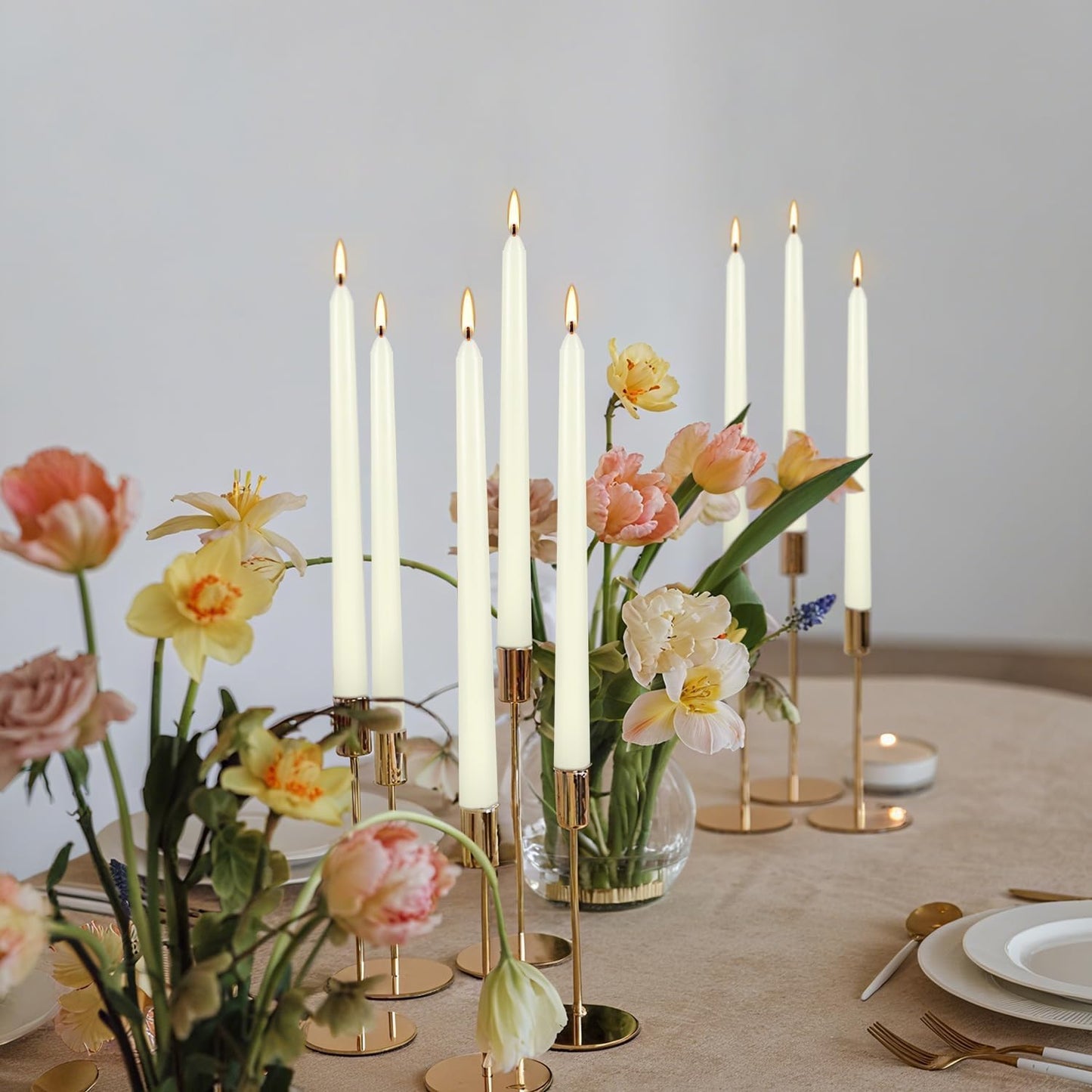 30-Pack 10-Color Taper Candles - 10 Inch Dripless & 10-Hour Burn｜Wedding/Birthday/Home Decor with Premium Wax