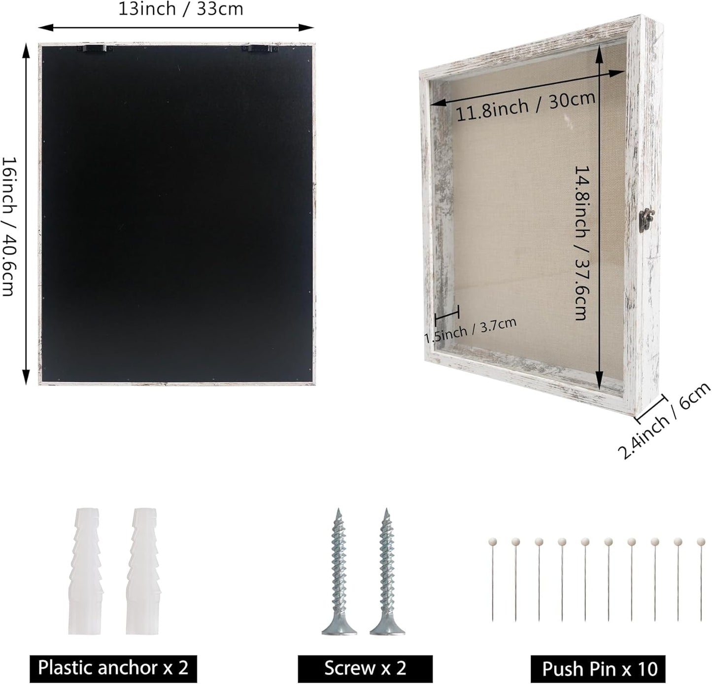 GraduatePro Shadow Box Frame 11x14 Display Case with Linen Back, Real Glass Window Door with Hinge, Picture Frame Wedding Bouquet Memorabilia Medals Photos Memory Box for Keepsakes, Carbonized Black