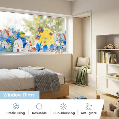 ADD.HERES Window Privacy Film,Colorful Floral Window Stickers,Removable DIY Bouquet Static Clings, Decals for Home School Office Party Supplies, Wildflower Reverie‌, 17.5 x 78.7 in