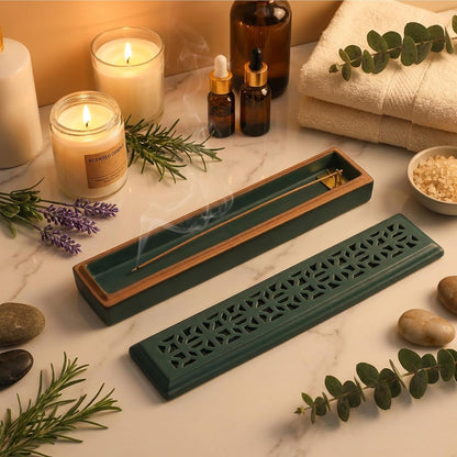 CEREMONY Incense Holder for Sticks, Ceramic Insence-Stick Holder Ash Catcher, Incense Holder Timkburner for Meditation Yoga Spa Room Incense Holder (Lever Brown)