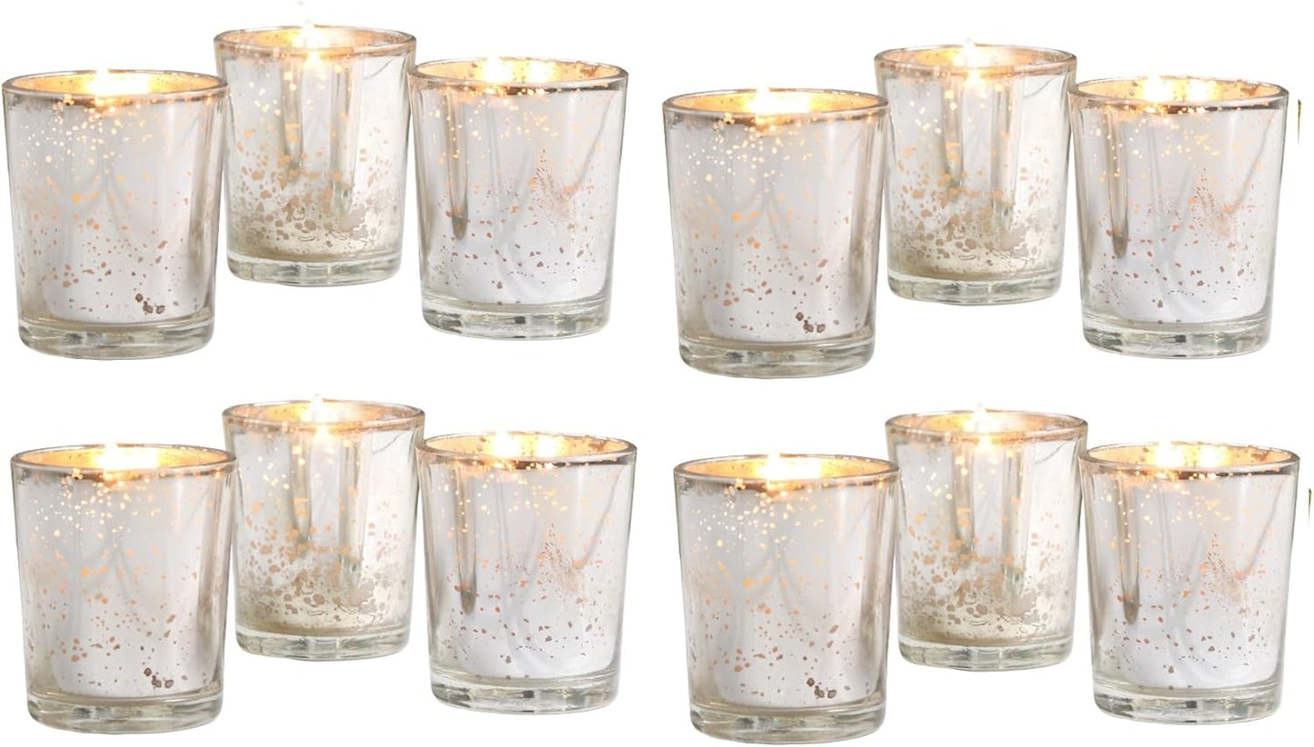 48-Pack Clear Glass Votive Candles – 10–12 Hour Long Burn, Unscented, Ivory, Bulk Set for Weddings, Events & Table Centerpieces – Hosley
