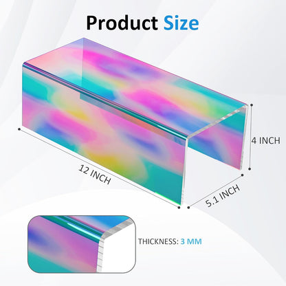 Sezanrpt Acrylic Shelf Riser 12x4.7x3 pack of 2, Desktop Rectangular Acrylic Tray Pedestal Stand for Funko Pop Figure, Bags, 12x4.7x3 Inch