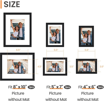 upsimples 19 Pack Picture Frames Collage Wall Decor for Mounting or Tabletop Display, Photo Gallery Frame Set for Family, Multi Sizes Including 8x10, 5x7, 4x6, Brown