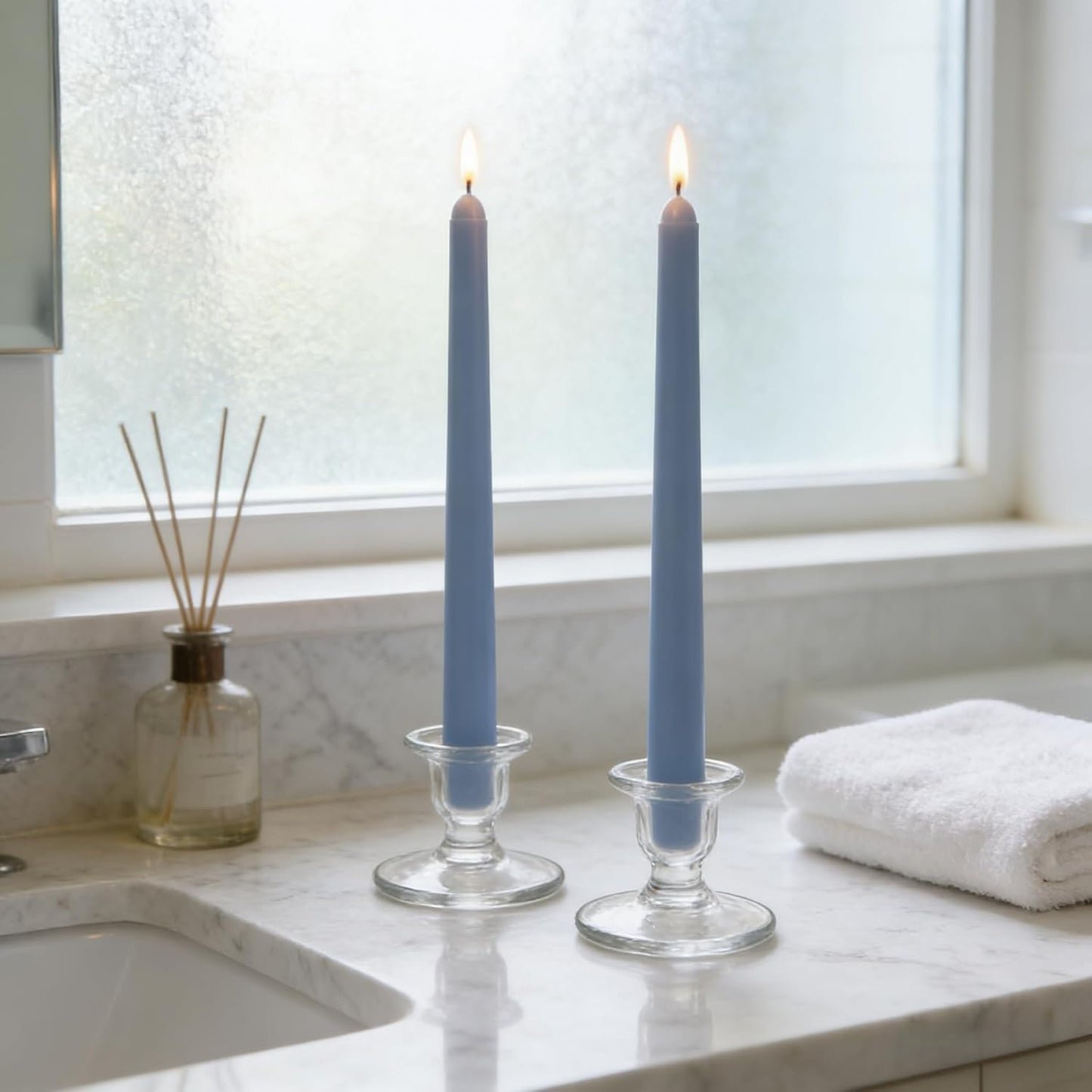 12-Pack Olive Green Taper Candles, 10 Inch Unscented Dripless Candlesticks, Long-Lasting Burn Time of 7-8 Hours, Perfect for Christmas Home Décor Spring and St. Patrick's Day