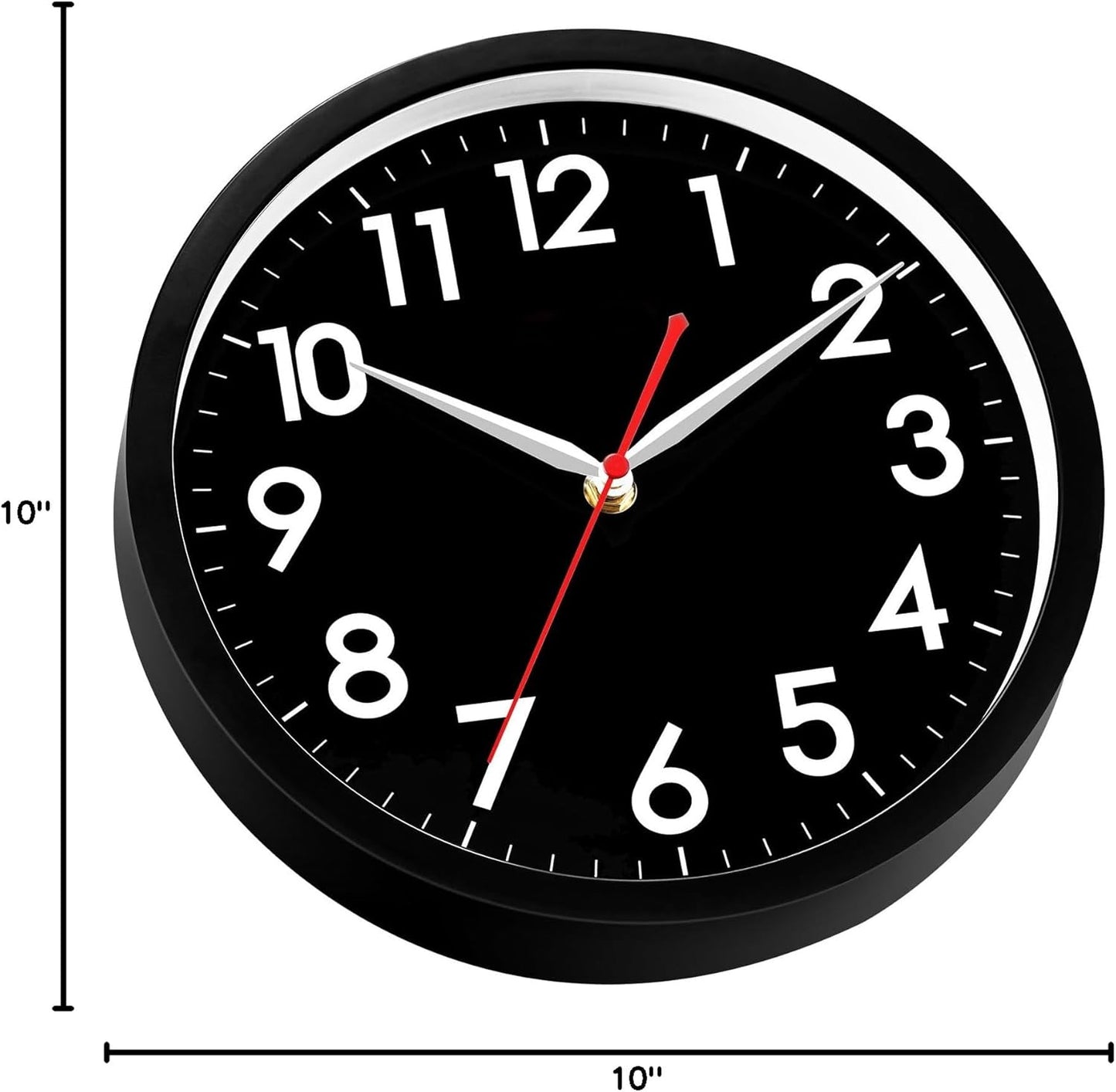AKCISOT Wall Clock, Modern Small Wall Clocks Battery Operated 8 Inch, Silent Non-Ticking Analog Classic for Office, Home, Bathroom, Kitchen, Bedroom, School(Black)