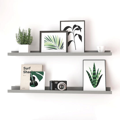 White Floating Shelves for Wall Decor, Wall Mounted Wood Storage Shelf for Bedroom, Living Room, Bathroom, Kitchen, Nursery, Display Picture Ledge Shelf with Lip Set of 2-14 Inches, White