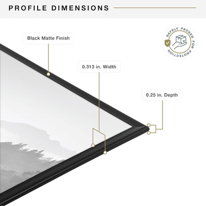 MCS Original Poster Frame 24x36 Black Lightweight Vertical & Horizontal Wall Hanging Large Picture Frame for Posters, Art Prints & Gallery Wall (6-Pack)