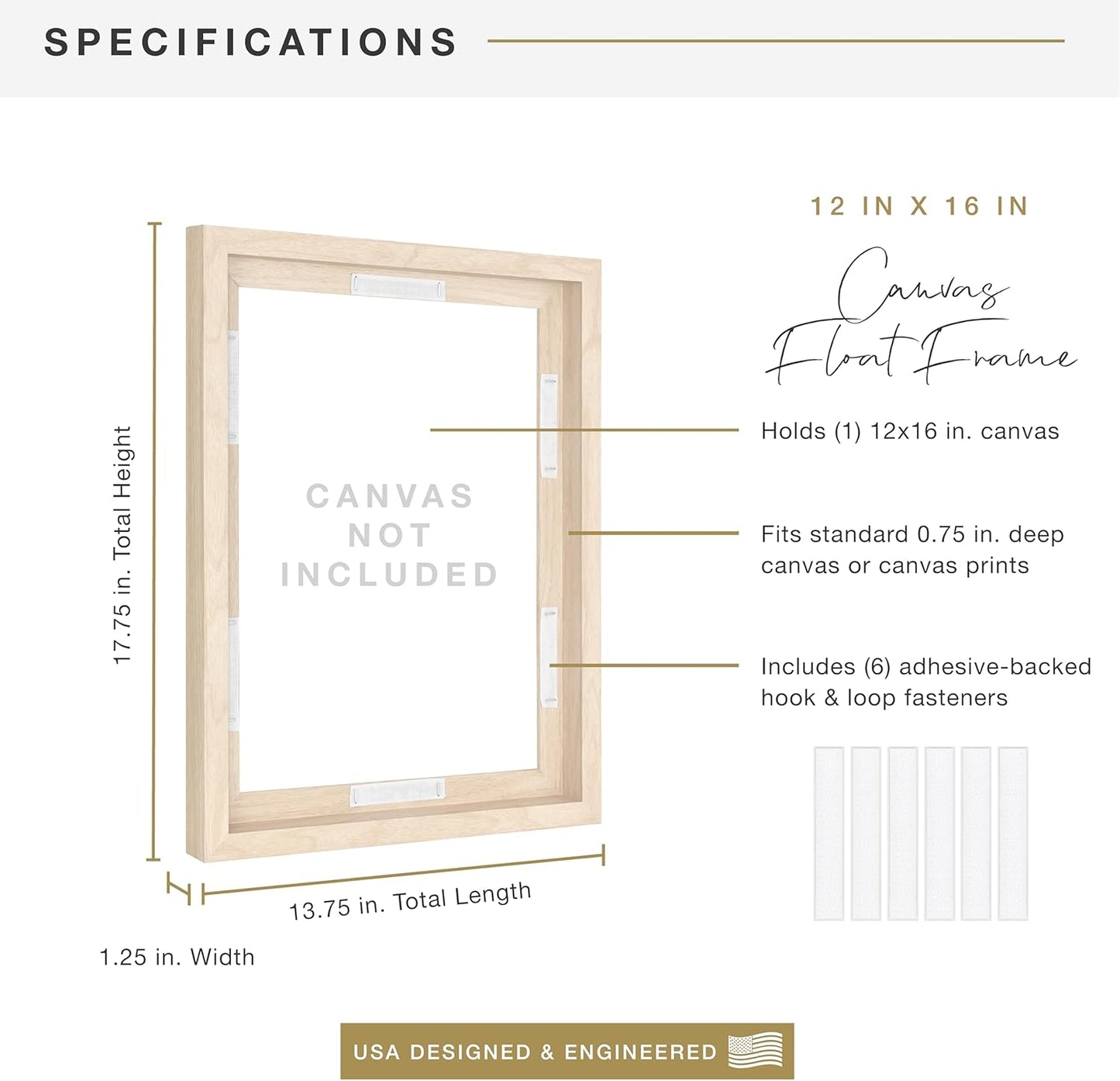 MCS Canvas Float Frames 8x10 Frame, Black Frame for Finished Canvases, Vertical & Horizontal Wall Hanging Frame with Adhesive for Canvas Paintings (1-Pack)