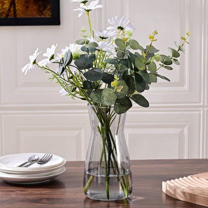 8 inch Clear Glass Flower Vases for Centerpiece Table Home Indoor Desk Decor,Ins Modern Boho Style Vase for Wedding Housewarming Gift