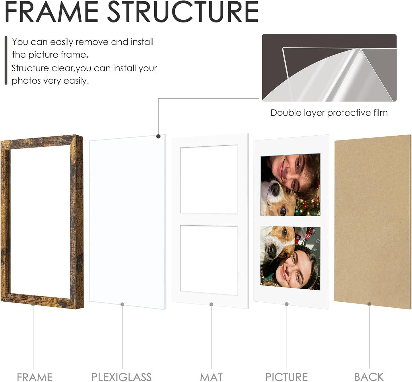 DUENPY 14x26 Collage Picture Frame 4x6 Collage Picture Frame Displays Twelve 4x6 inch Photos Available Horizontal Wall Mounting Display and Vertical Black - Colors B