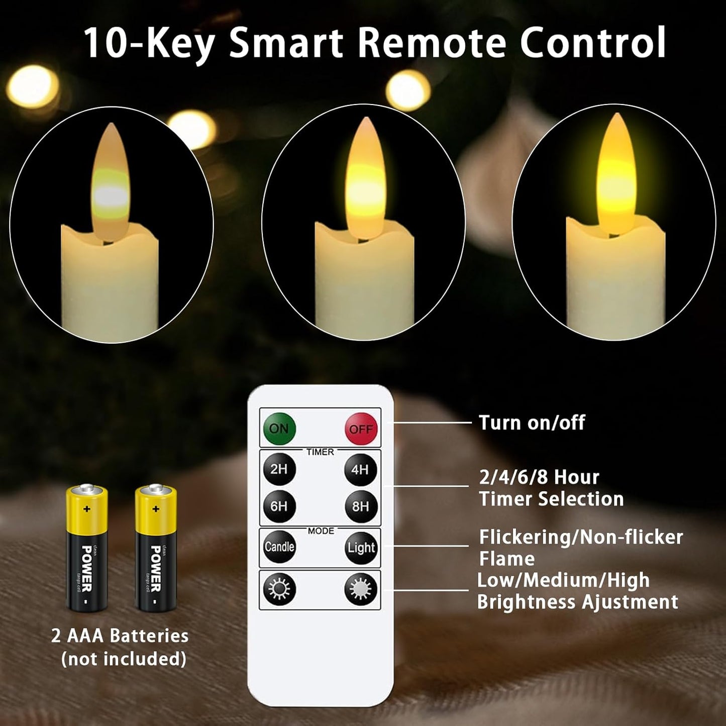 KSWING Upgraded Real Wax Short LED Flameless Taper Candles with Remote, 6 PCS White Candlesticks Battery Operated 3D Flickering - 6" Realistic Fake Candle Sticks for Home/Wedding/Fireplace Xmas Decor