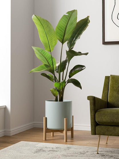 LE TAUCI 12 Inch Pot for Plants, Ceramic Planters for Indoor Plants, Mid-Century Modern Cylinder Flower Pots with Drainage Hole, Fits Fiddle Leaf Fig & Monstera, Home Decor, White