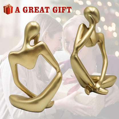 Thinker Statues And Sculptures, Sandstone Resin Thinker Statue Ornaments, Abstract Style Sculptures, Housewarming Gifts, Housewarming Decorations, Living Room Dining Desk Decorations (Right, Small)