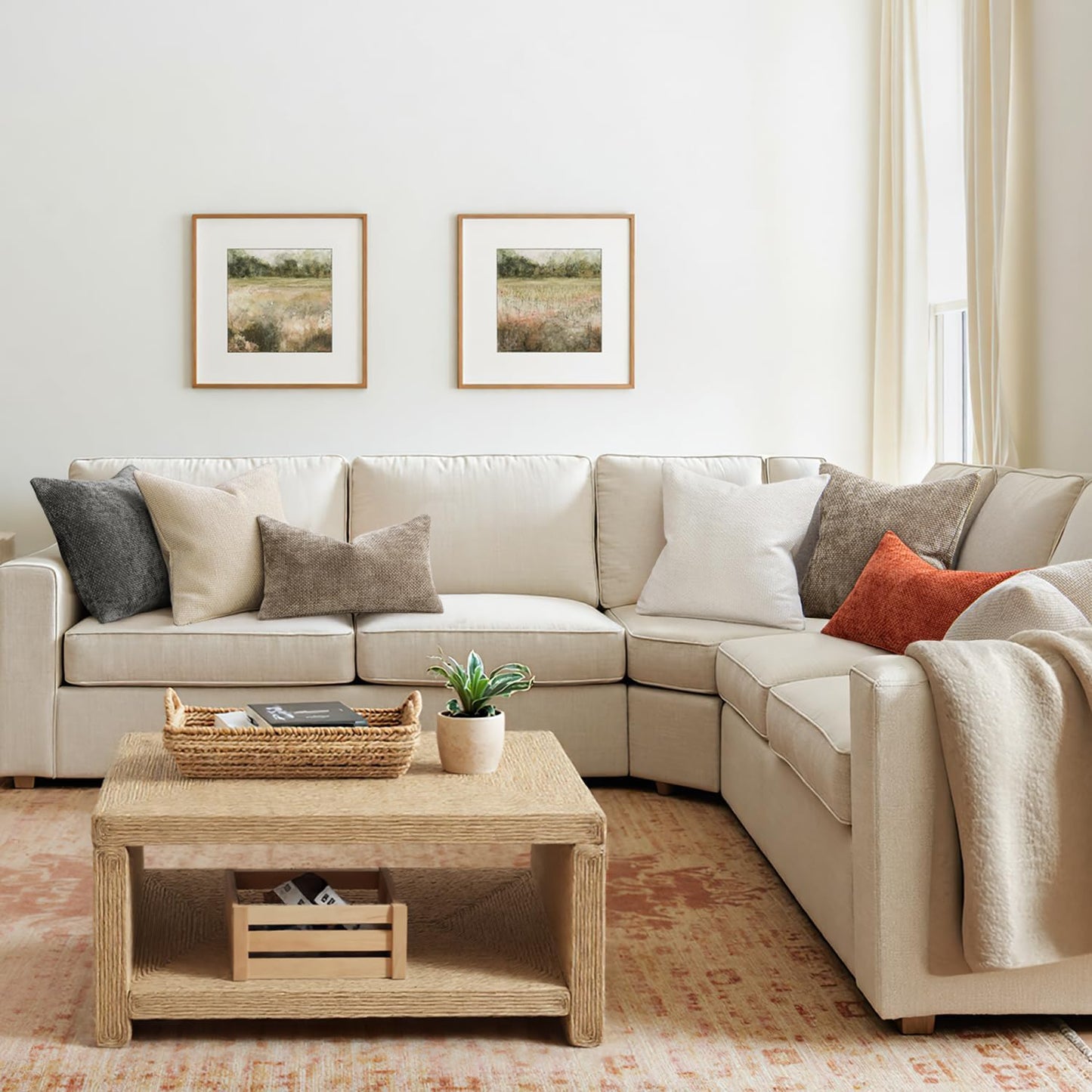 MIULEE Pack of 2 Couch Throw Pillow Covers 18x18 Inch Neutral Beige Modern Boho Accent Decorative Pillow Covers Soft Chenille Farmhouse Cushion Covers for Home Decor Bed Sofa Living Room