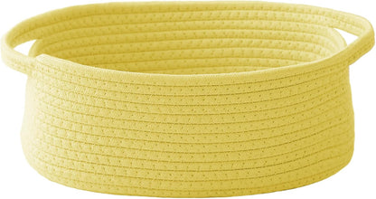 JMvicyroam Woven Basket,Small Rope Storage Bin with Handles & Ribbon Bag, Organizer for Shelves Closets,Gift Basket Empty for Birthday,Books,Dog Toys,White