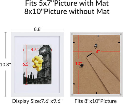 12x12 Picture Frame Set of 9, Display Pictures 8x8 with Mat or 12x12 without Mat, Multi Collage Gallery Square Photo Frames for Wall or Tabletop, Black