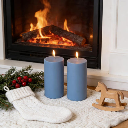 2 Pack 3x6 Inch Sage Green Unscented Pillar Candles - 70 Hour Long Burning Dripless Smokeless Candles for Home Decor Weddings Festivals Spa Meditation
