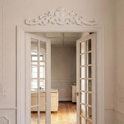 Sintuff 11" H x 43" W x 1" P Door Frame Molding Pediment over Door Large PU Window Frame Decor French Country Decoration for Home Living Room Entryway Wall Art(Elegant Style)