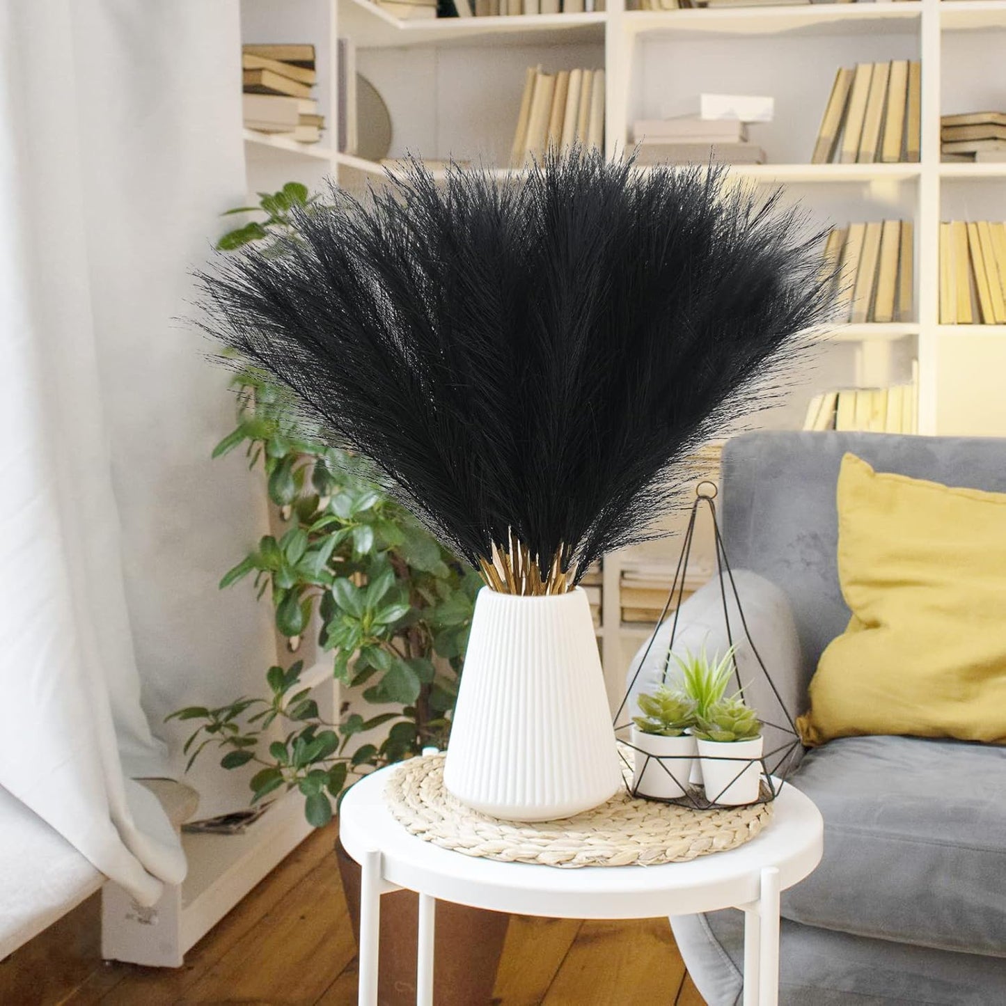 obbsie 50pcs Pink Faux Pampas Grass Decor, 21.6" Short Artificial Floral Branches Vase Filler Flower Arrangement for Home Wedding Boho Outdoor Decor
