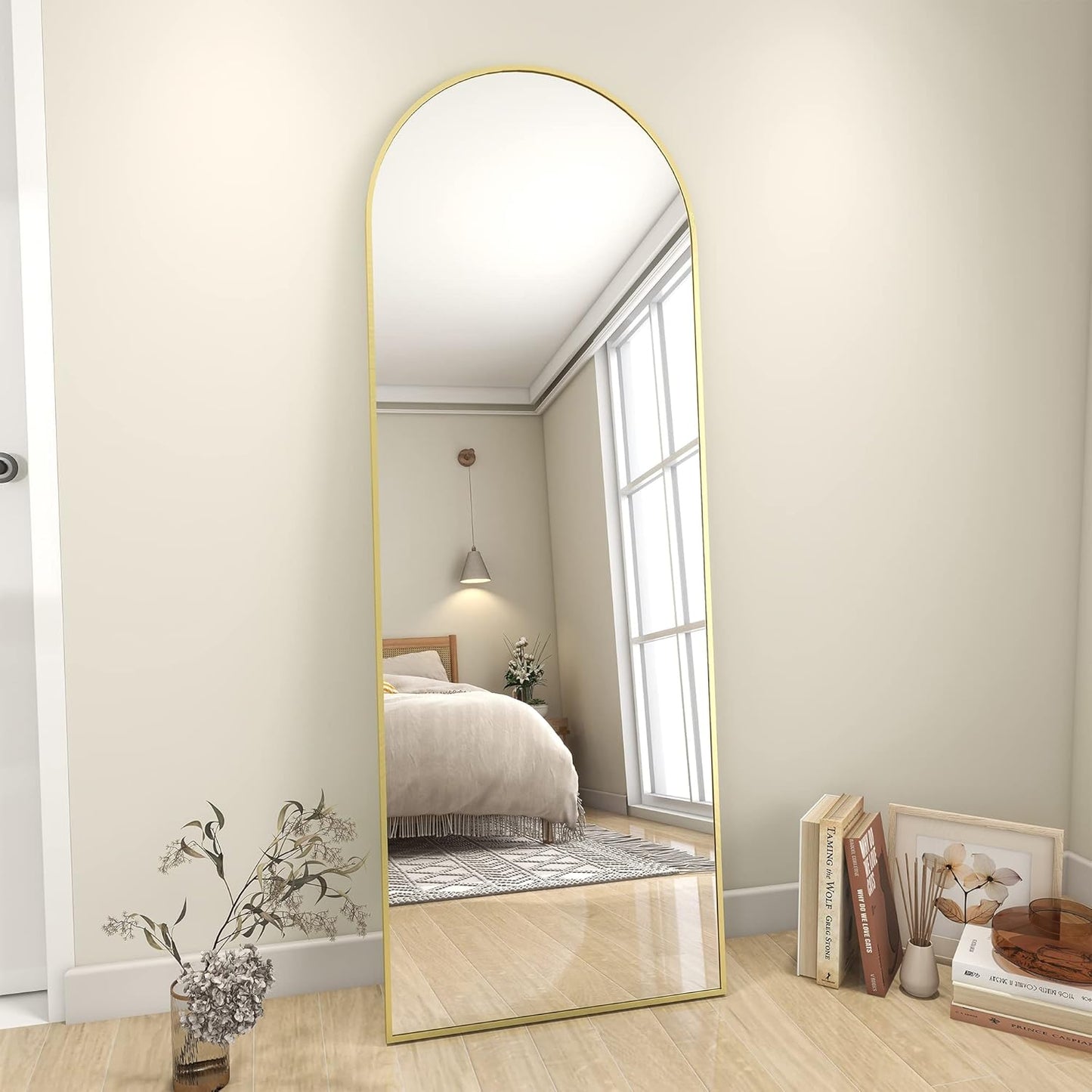Koonmi 30"x71" Arched Full Length Mirror, Gold Large Floor Mirror with Aluminum Alloy Frame, Standing Hanging or Leaning Wall-Mounted Full Body Mirror for Living Room and Bedroom