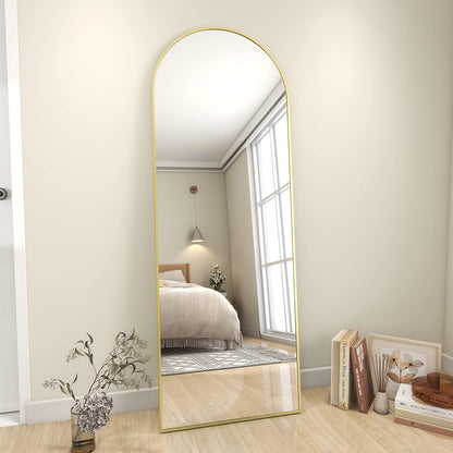 Koonmi 30"x71" Arched Full Length Mirror, Gold Large Floor Mirror with Aluminum Alloy Frame, Standing Hanging or Leaning Wall-Mounted Full Body Mirror for Living Room and Bedroom