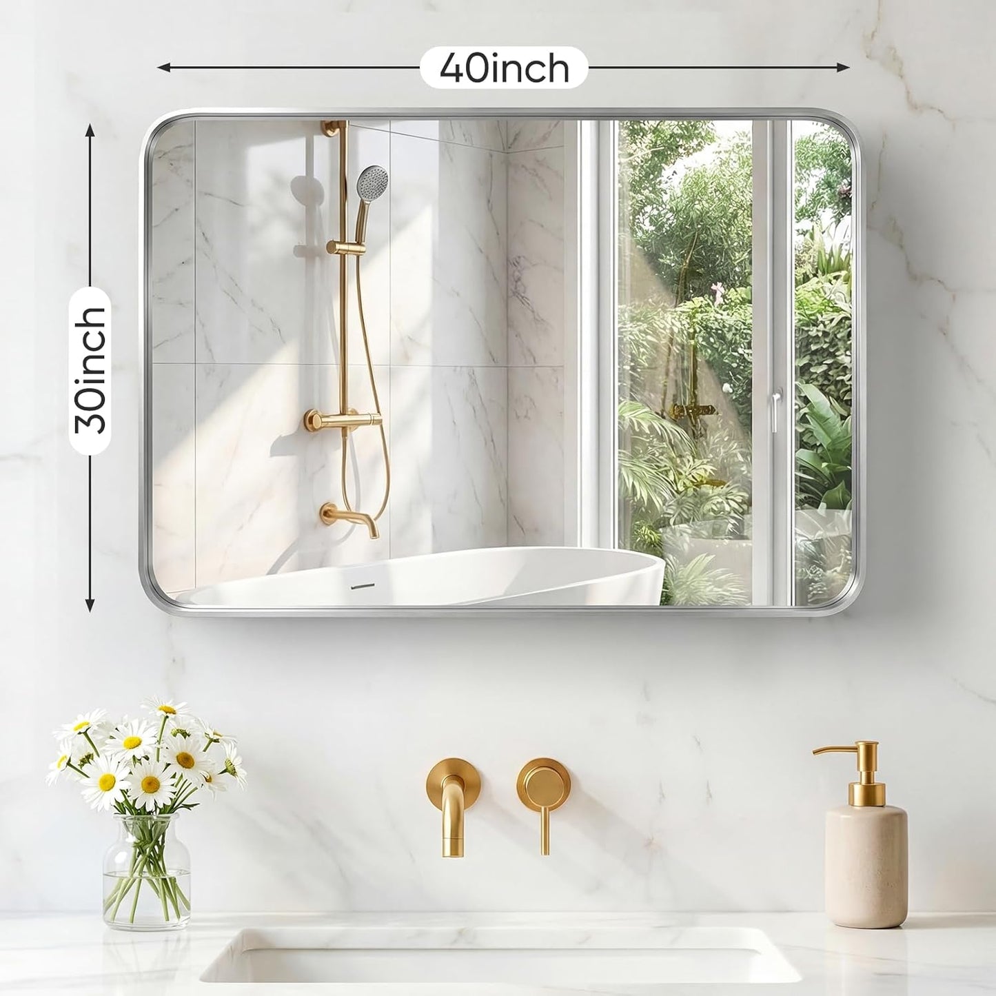 NEWBULIG Gold Round Wall Mirror 36 Inch, Bathroom Mirrors for Over Sink, Wall Decor for Bathroom, Entryway, Bedroom, Vanity
