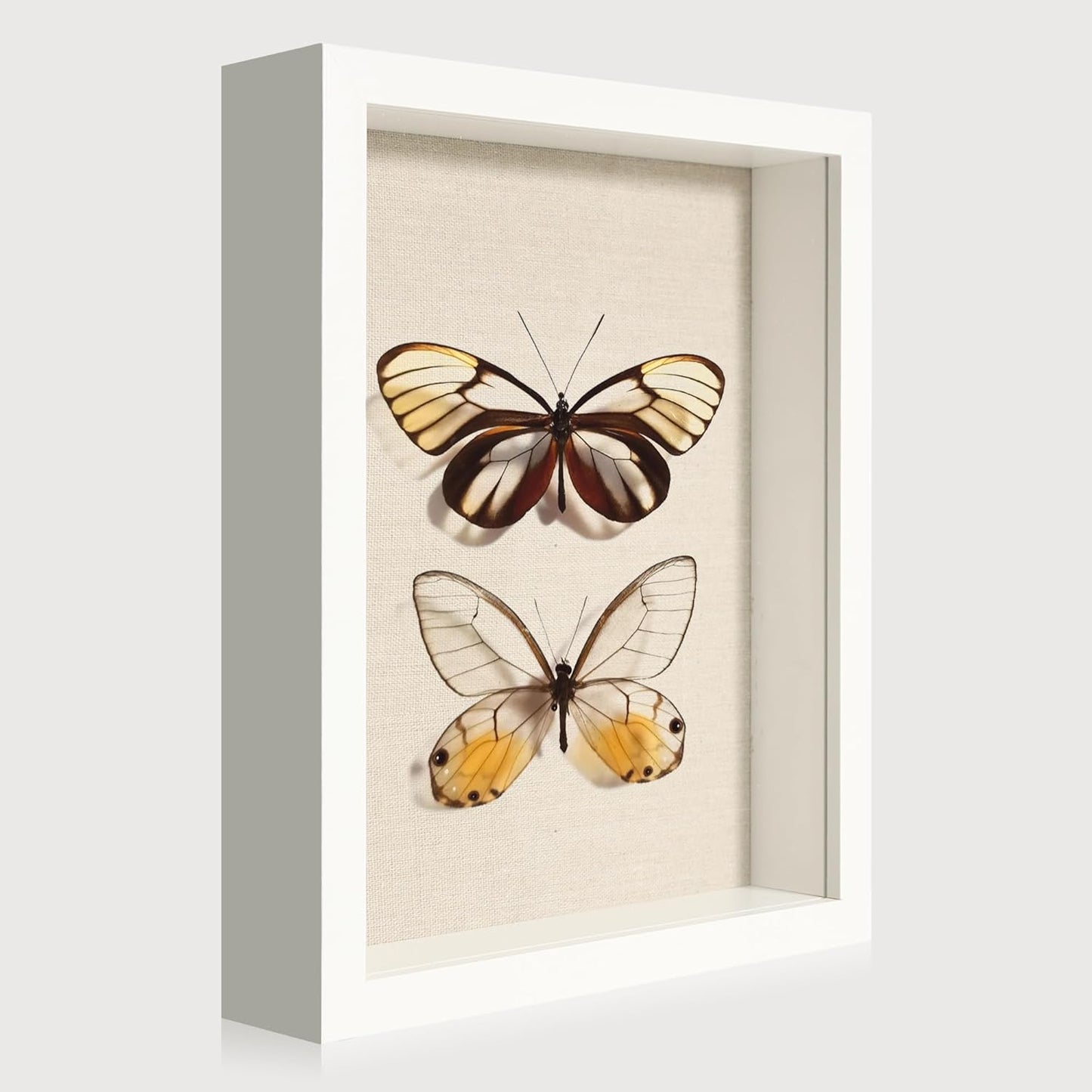 12x16 Large Shadow Box Picture Frame Display Case with Soft Linen Back, White Wooden Memory Shadow Box Frame with Tempered Glass Cover for Wall Display