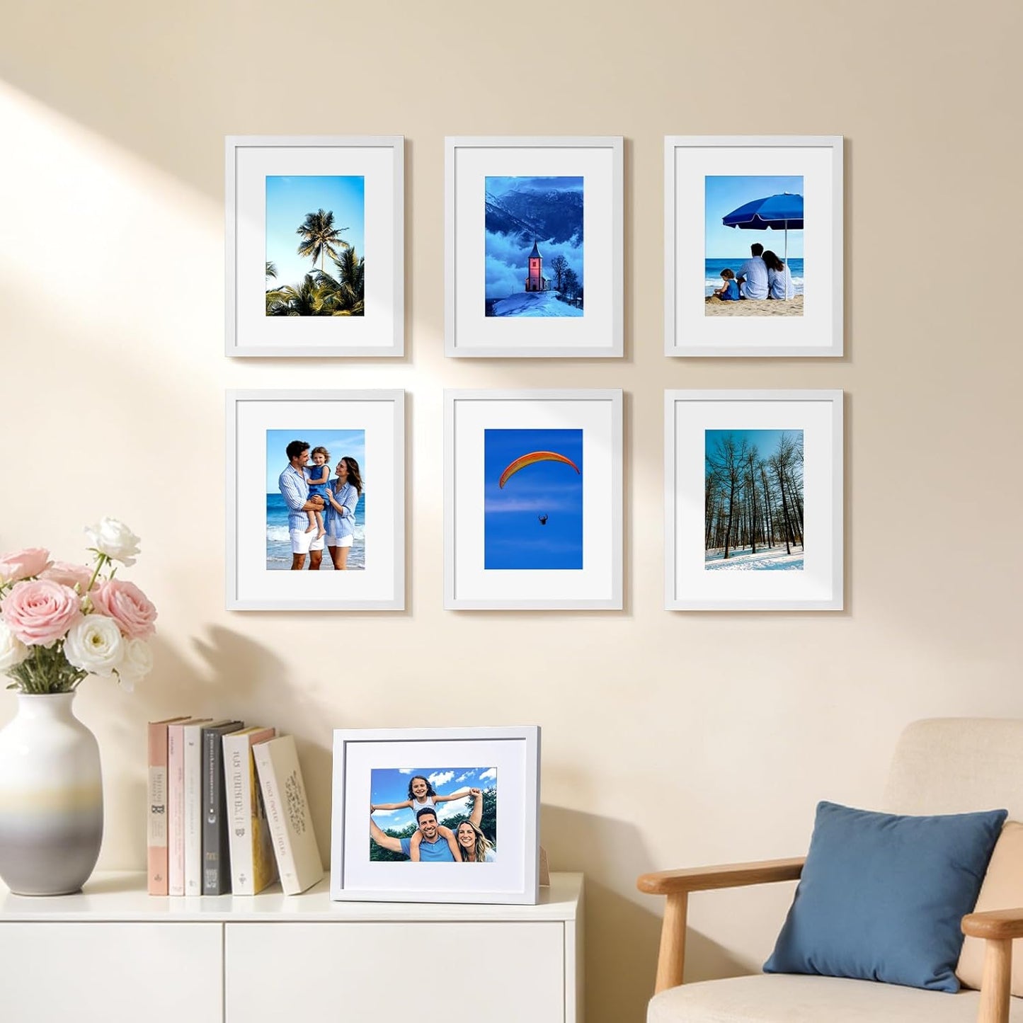 HappyHapi 4x6 Picture Frames Set of 10, Tabletop or Wall Display Pictures 3.5x5 with Mat or 4x6 Without, Multi Photo Frames Collage (Black)