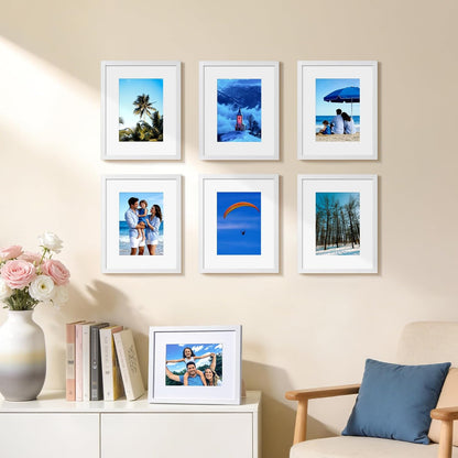 HappyHapi 4x6 Picture Frames Set of 10, Tabletop or Wall Display Pictures 3.5x5 with Mat or 4x6 Without, Multi Photo Frames Collage (Black)