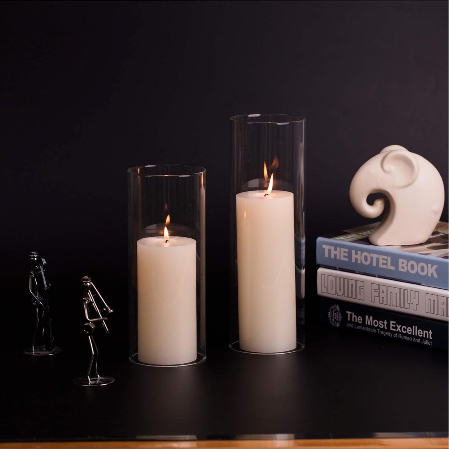 WGVI Hurricane Candle Holder Sleeve, Wide 4", Height 8", Clear Glass Cylinder Candleholder, Chimney Tube, Open Ended Candle Shade, 1 Piece - Colors B