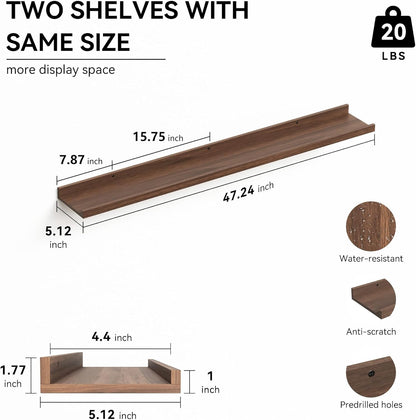 Boswillon Floating Shelves Wall Mounted Set of 2, Modern Black Wall Shelves for Storage with Lip, Display Picture Ledge Shelf for Wall Decor Bedroom Living Room Bathroom Kitchen
