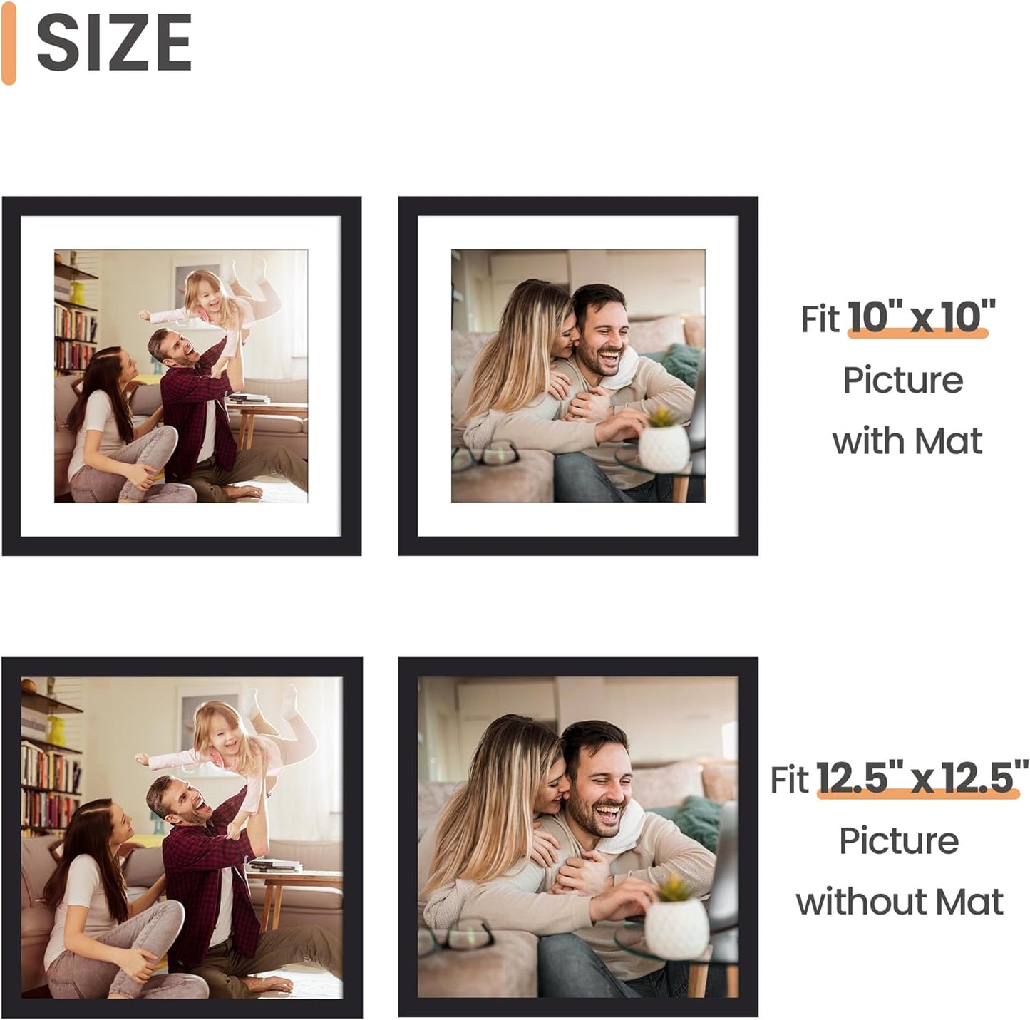 upsimples 8x10 Picture Frame, Display Pictures 5x7 with Mat or 8x10 Without Mat, Wall Hanging Photo Frame, Black, 1 Pack - Colors B