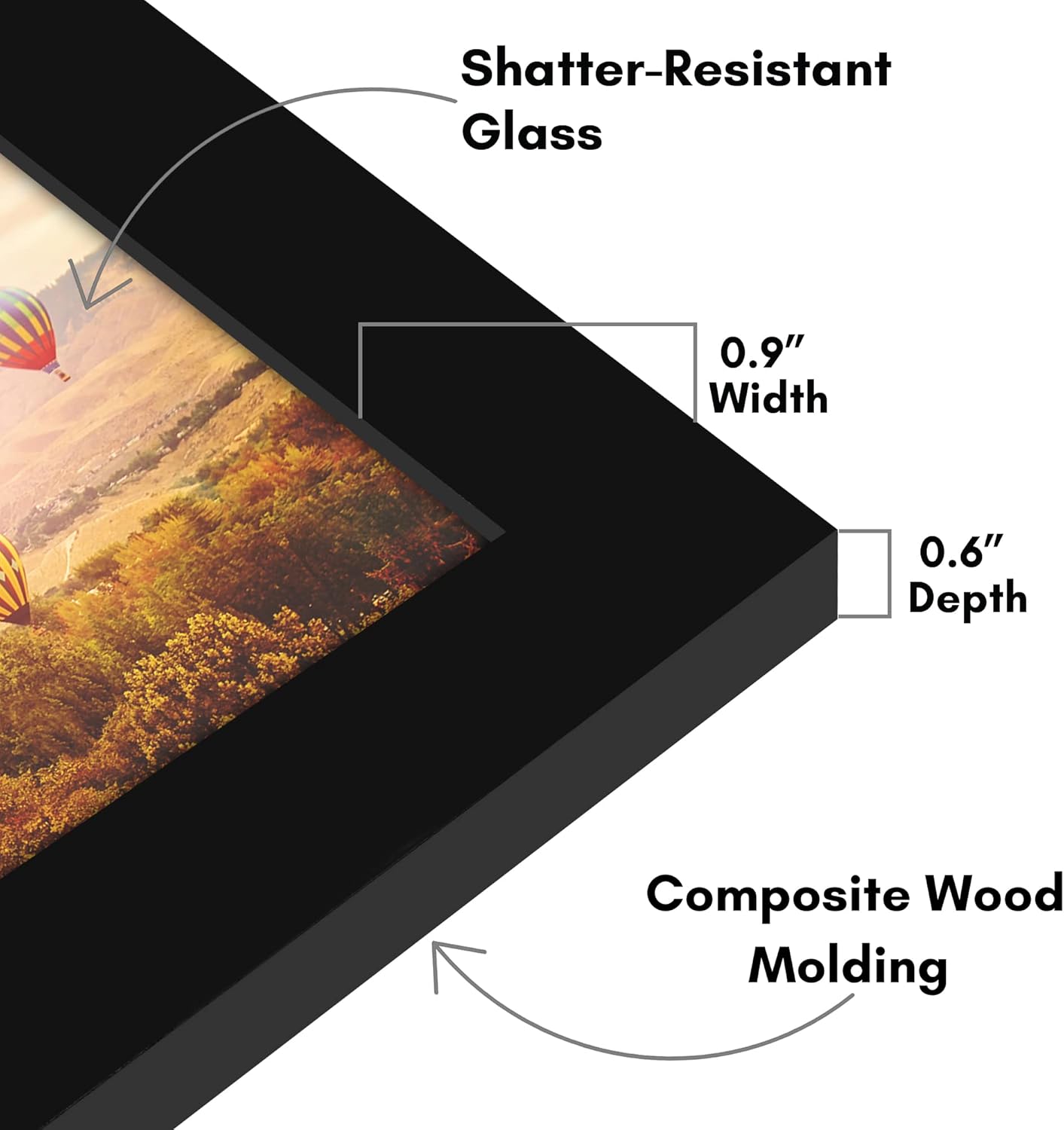 Americanflat 12x18 Poster Frame with Shatter-Resistant Glass - Signature Collection - Gallery-Style Frames Made of Engineered Wood - Photo Frame for Wall Display - Black - Colors B