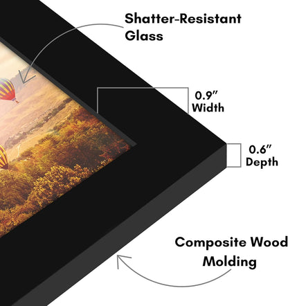 Americanflat 12x18 Poster Frame with Shatter-Resistant Glass - Signature Collection - Gallery-Style Frames Made of Engineered Wood - Photo Frame for Wall Display - Black - Colors B