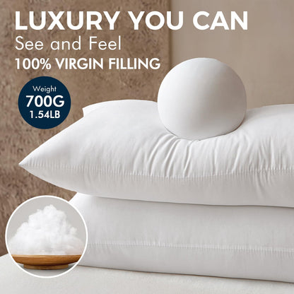 MIULEE Throw Pillows Inserts, Pack of 2 18x18 Inch 100% Virgin Fiber Filling Bed Couch Pillows