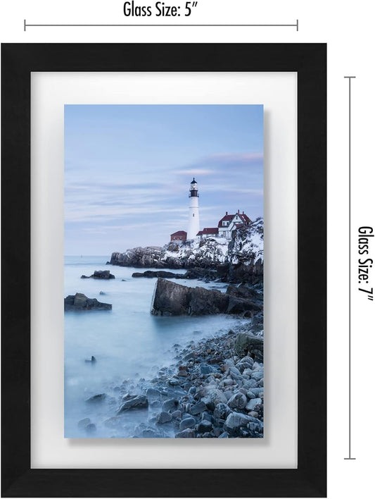 Americanflat 8x10 Floating Picture Frame with Polished Crystal-Clear Glass - Use as 5x7 Picture Frame or Display 4x6 Photo - Signature Float Collection - Photo Frames for Tabletop or Wall - Black