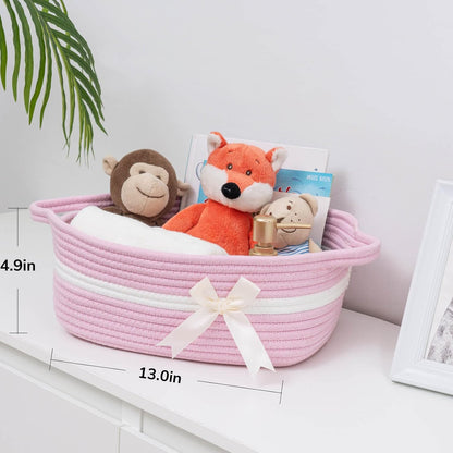 CHICVITA Decorative Gift Basket, Easter Basket for Kids, Woven Rope Storage Baskets with Handles, Nursery Baby Shower Toy Organizer, Grey, 13 x 9.8 x 5 inches