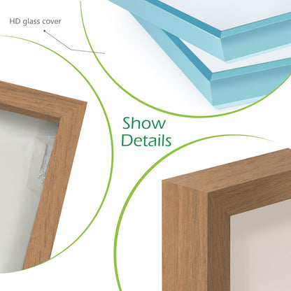 FrameWorks 11” x 14” Dark Oak Wooden Shadow Box Frame – Display Case with Soft Felt Back, Memory Box with Tempered Glass, Display Box with Elegant White Ball Push Pins, Wooden Flower Box