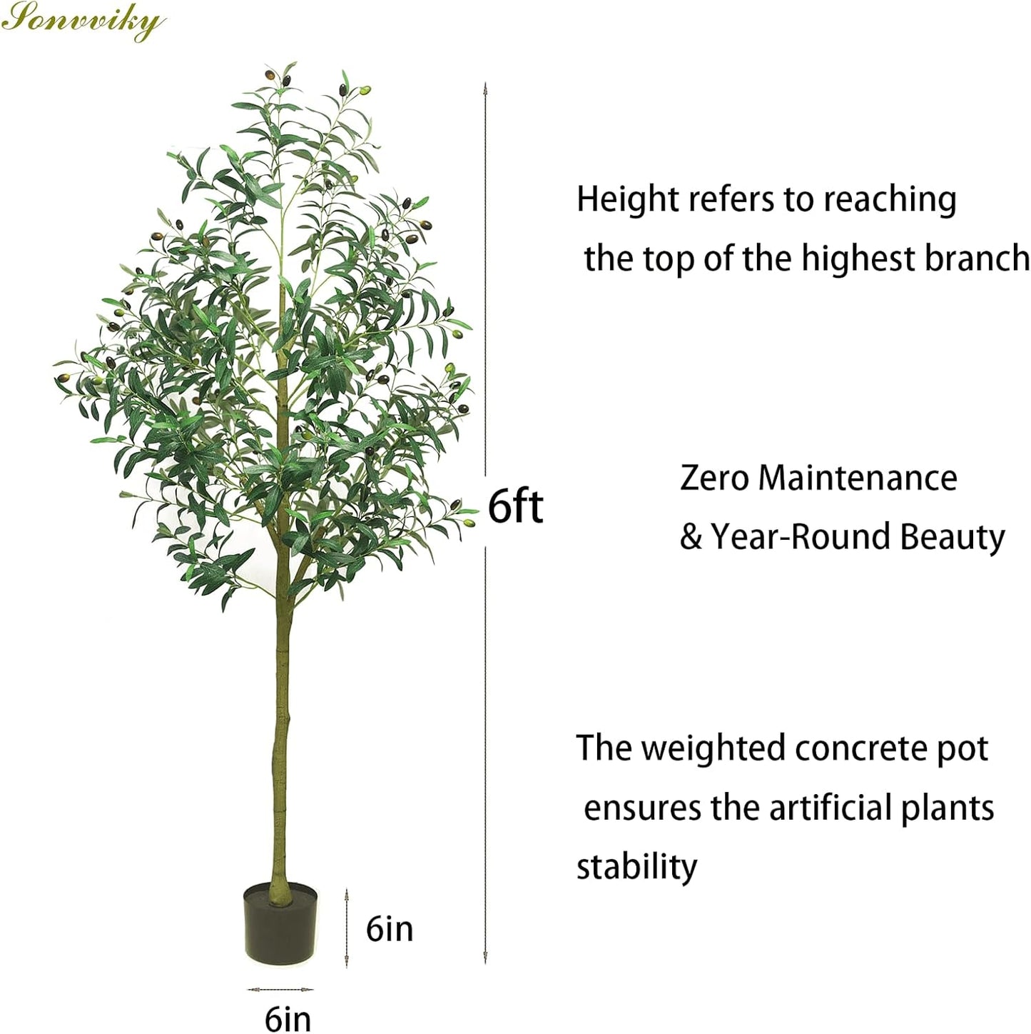 Olive Trees Artificial Indoor 6ft - Artificial Plants Indoor with Silk Leaves & Resin Trunk, Fake Olive Trees for Home Decor, Faux Trees with Black Pot, Large Artificial Trees Indoor Outdoor