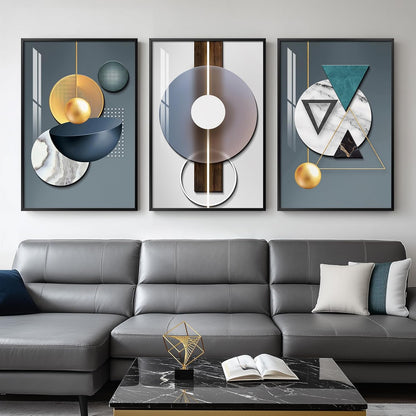 Framed Modern Luxury Gold Wall Art, Set of 3 Piece Contemporary Paintings Artwork for Walls, Golden Prints Pictures with Gold Frame, Wall Decor for Living Room, Hallway, Bedroom, Office 16x24 Inch