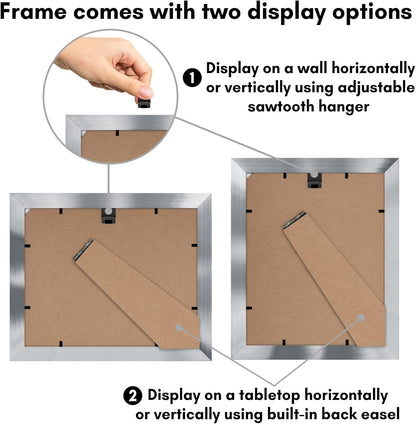 Americanflat 8x10 Picture Frame with Shatter-Resistant Glass - Use as 5x7 Frame with Mat or Display 8x10 Photo Without Mat - Signature Collection - Picture Frames for Tabletop and Wall Display - Black