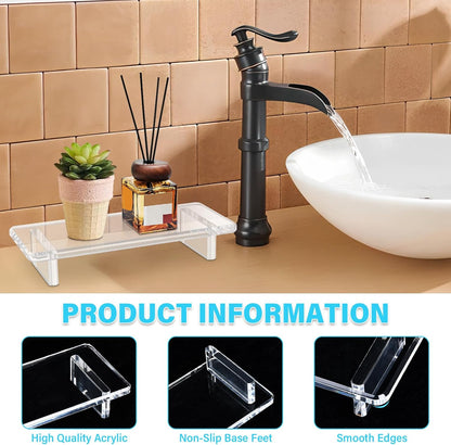 Chivalral Acrylic Bathroom Counter Tray: Water-Resistant Kitchen and Bathroom Tray Countertop Decor,Perfect for Soap Dish,Vanity,Plant,Candle Decor,and Riser Organizer-Small