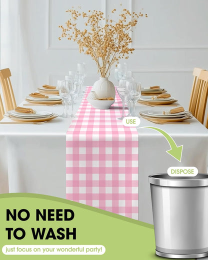 Pureegg Gold Plastic Table Runners - 10 Pack, 14'' x 108'', Water Resistant & Disposable Centerpiece Decorations for Table Cloth, Wedding, Birthday, Holiday, Baby Shower, Party, Home Decor
