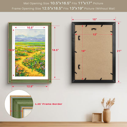 Golden State Art, 11x14 Photo Frame with Mat for Pictures 8x10 and Real Glass (Dark Gold Brown & Bronze Pewter Panel with White Color Mat, 1.25 Inch Frame Border)