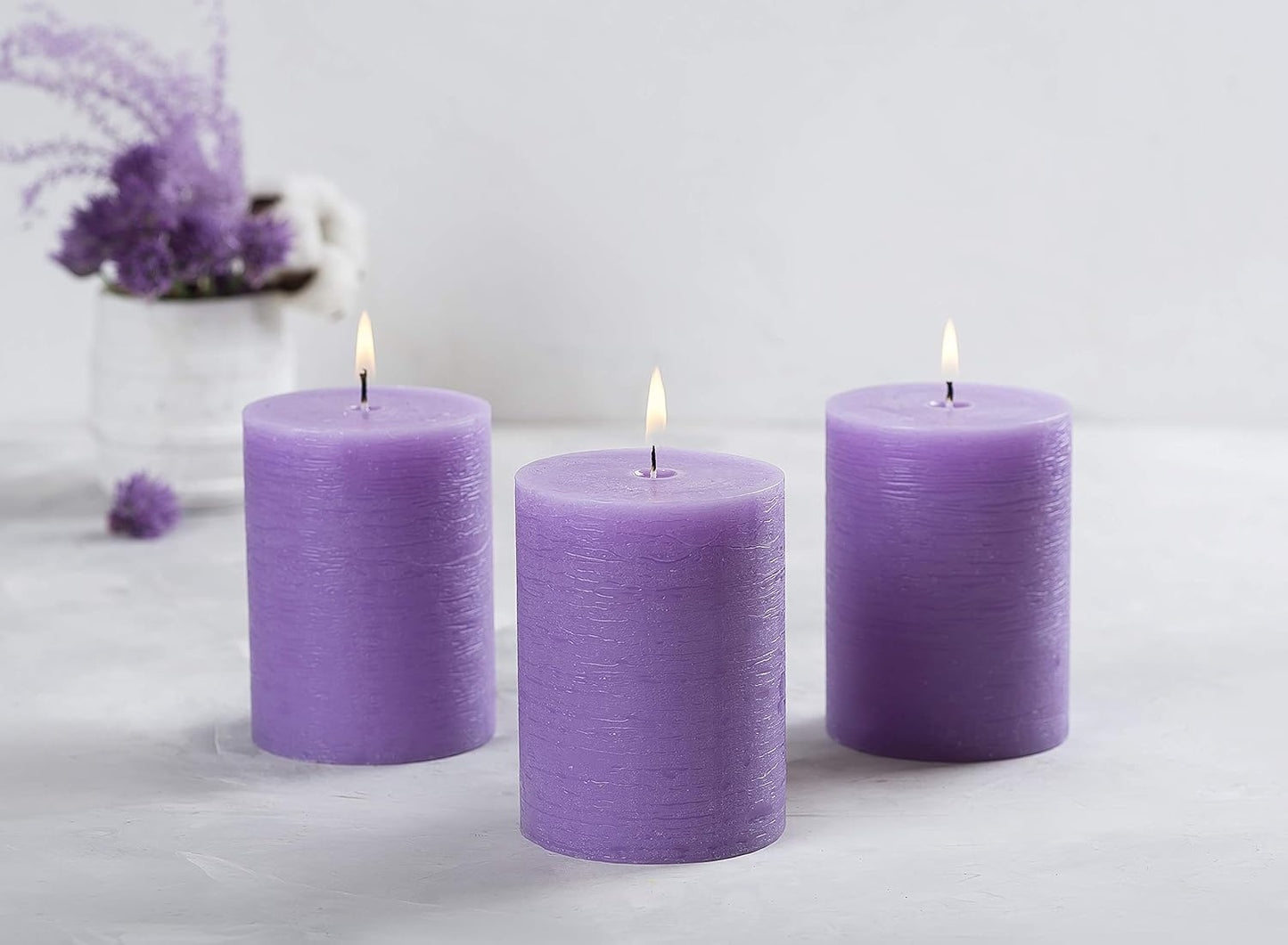 Melt Candle Pillar Candles, 3 Pack - Unscented Candles for Home, Church, Weddings, & More - 3" x 4", Ivory