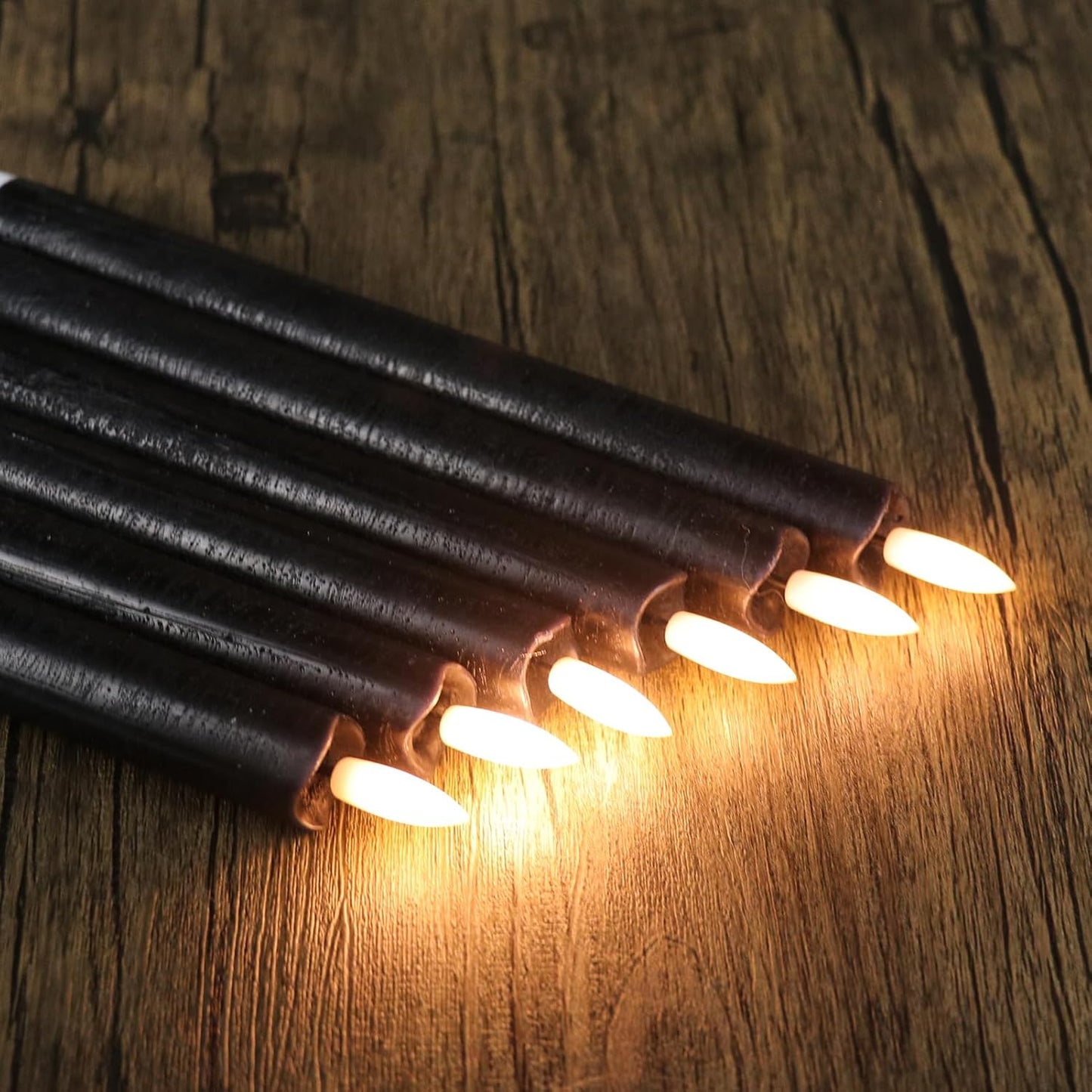 GenSwin Flameless Ivory Taper Candles Flickering with 10-Key Remote, Battery Operated Led Warm 3D Wick Light Window Candles Real Wax Pack of 6, Christmas Home Wedding Decor(0.78 X 9.64 Inch)