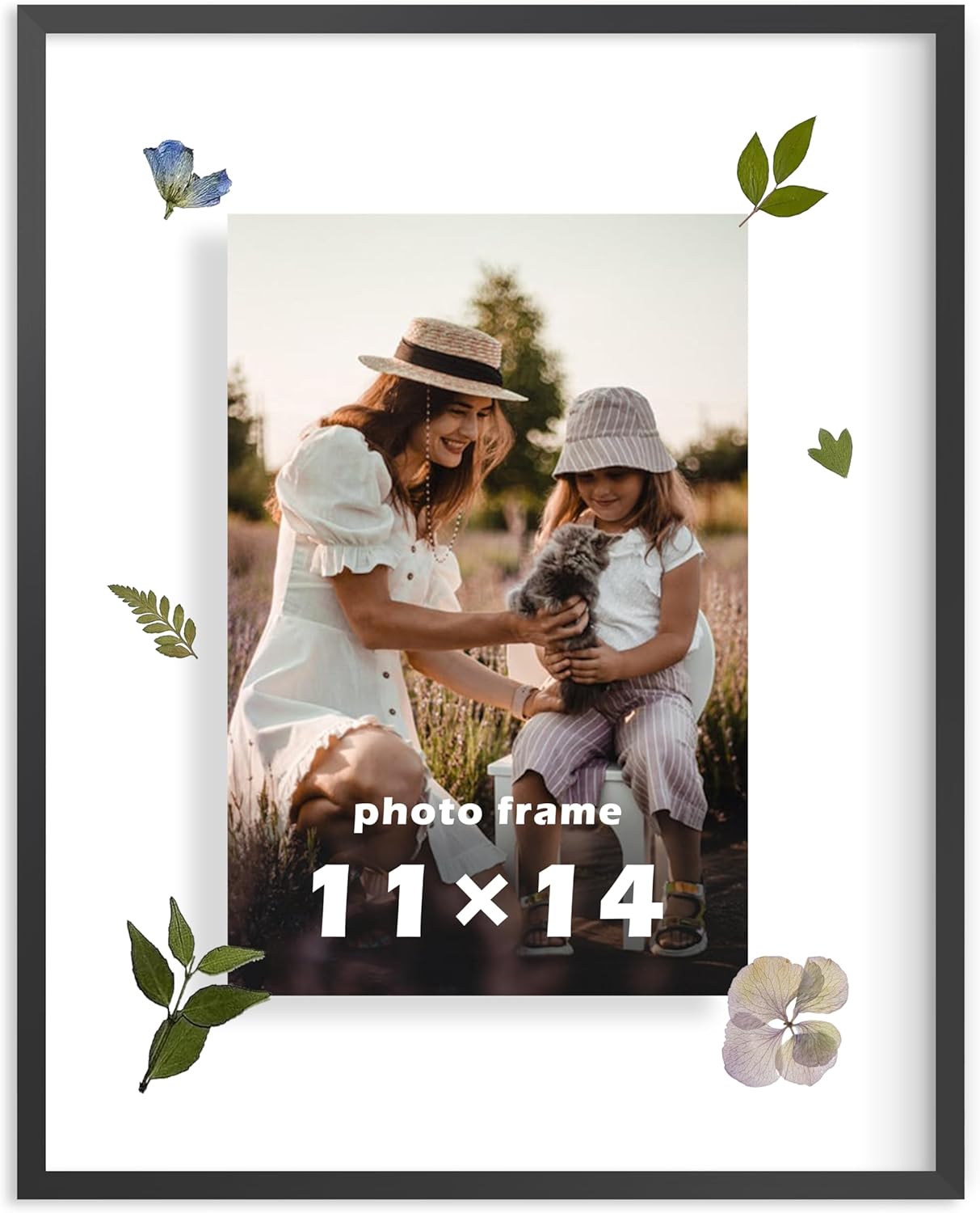 FrameWorks 8”x10” Deluxe Black Aluminum Contemporary Style Floating Picture Frame with Tempered Glass