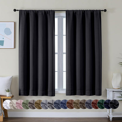 Simplebrand Ava Sage Green Blackout Curtains for Bedroom 63 Inch Length 2 Panels Set, Solid Thermal Insulated Energy Saving Rod Pocket Window Treatment Curtains Blackout Drapes, W40 x L63 Inch, Sage - Colors C
