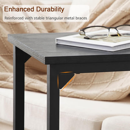 AMHANCIBLE C Shaped Side Table, End Tables Living Room Set of 2, Slide Under Couch Table for Sofa, TV Trays for Bedroom, Small Space, Rustic Brown HET02CBR
