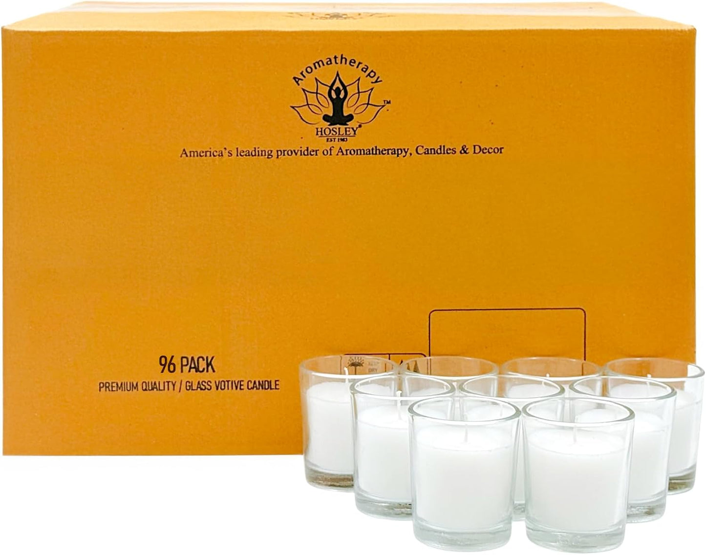 48-Pack Clear Glass Votive Candles – 10–12 Hour Long Burn, Unscented, Ivory, Bulk Set for Weddings, Events & Table Centerpieces – Hosley
